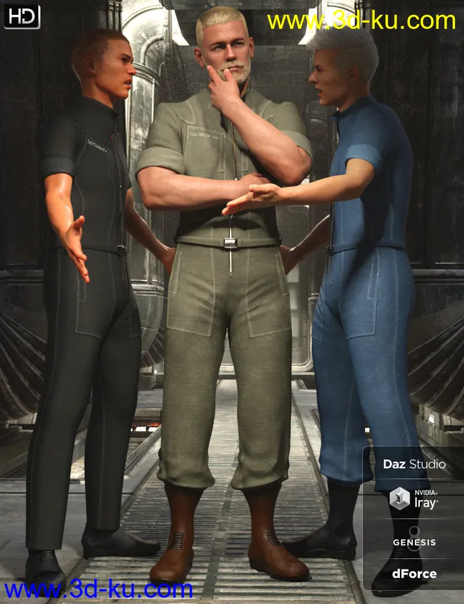 HC dForce Space Tech Jumpsuit for Genesis 8 Male(s)模型的图片1