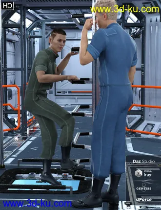 3D打印模型HC dForce Space Tech Jumpsuit for Genesis 8 Male(s)的图片