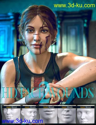 3D打印模型HD Face Wounds 2 for Genesis 3 & 8 Female(s)的图片