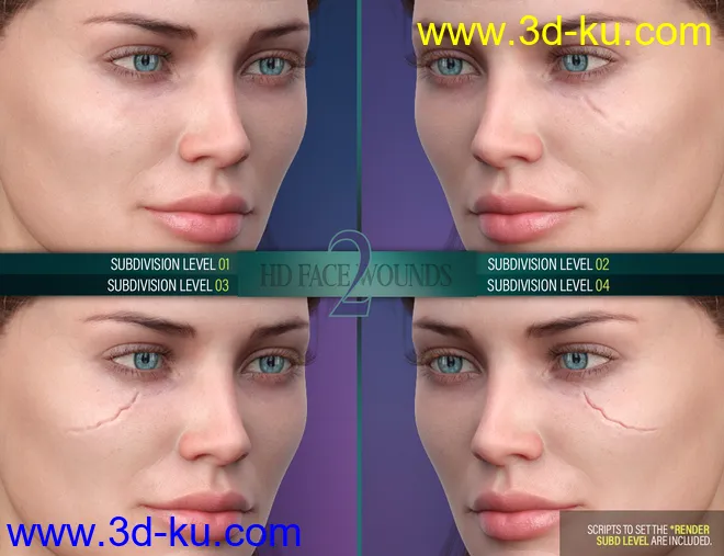 HD Face Wounds 2 for Genesis 3 & 8 Female(s)模型的图片5