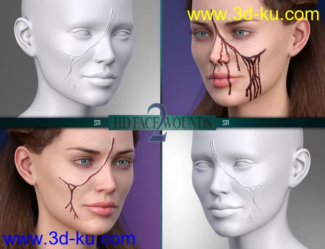 HD Face Wounds 2 for Genesis 3 & 8 Female(s)模型的图片11