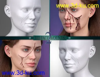 3D打印模型HD Face Wounds 2 for Genesis 3 & 8 Female(s)的图片