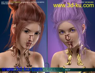3D打印模型HD Face Wounds 2 for Genesis 3 & 8 Female(s)的图片