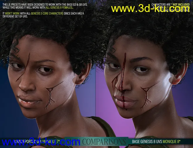 HD Face Wounds 2 for Genesis 3 & 8 Female(s)模型的图片17