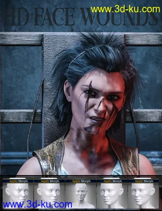 3D打印模型HD Face Wounds for Genesis 3 & 8 Female(s)的图片