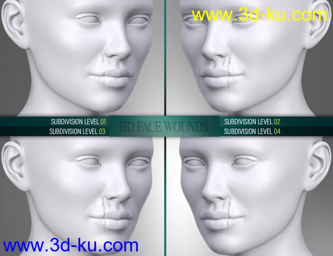 HD Face Wounds for Genesis 3 & 8 Female(s)模型的图片4