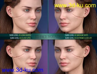 3D打印模型HD Face Wounds for Genesis 3 & 8 Female(s)的图片