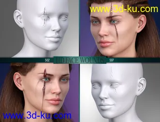 3D打印模型HD Face Wounds for Genesis 3 & 8 Female(s)的图片