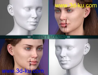 3D打印模型HD Face Wounds for Genesis 3 & 8 Female(s)的图片