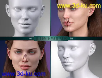 3D打印模型HD Face Wounds for Genesis 3 & 8 Female(s)的图片