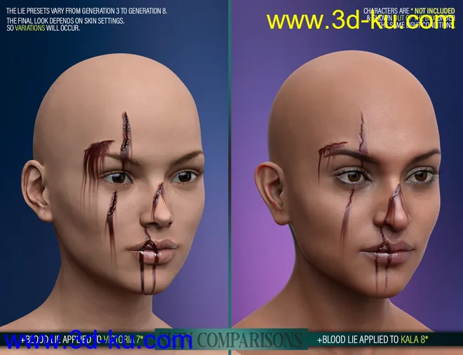 HD Face Wounds for Genesis 3 & 8 Female(s)模型的图片13