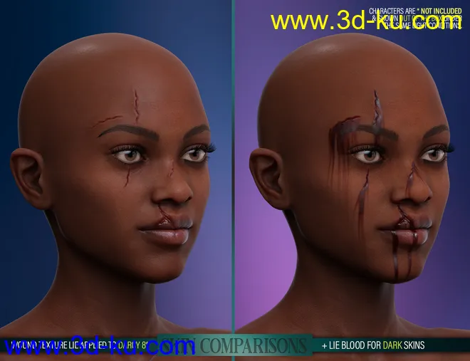 HD Face Wounds for Genesis 3 & 8 Female(s)模型的图片14