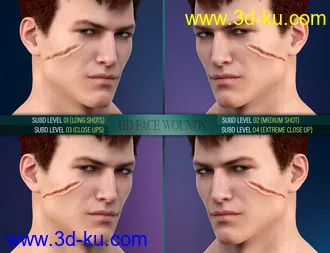 3D打印模型HD Face Wounds for Genesis 3 & 8 Male(s)的图片
