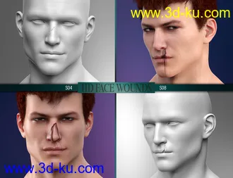 3D打印模型HD Face Wounds for Genesis 3 & 8 Male(s)的图片