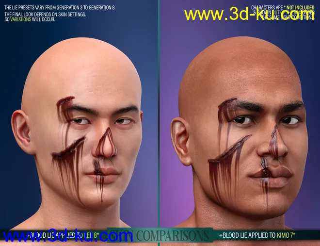 HD Face Wounds for Genesis 3 & 8 Male(s)模型的图片12