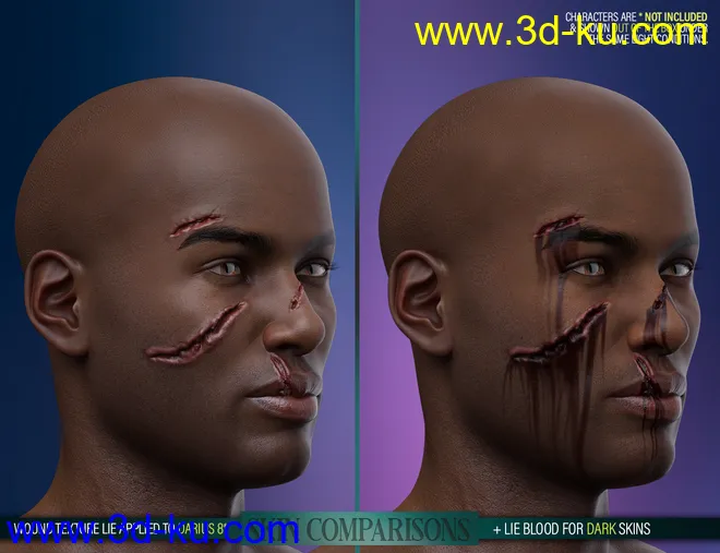 HD Face Wounds for Genesis 3 & 8 Male(s)模型的图片13
