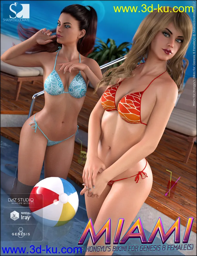 Hongyu's Bikini for Genesis 8 Female(s) - Miami Textures模型的图片6