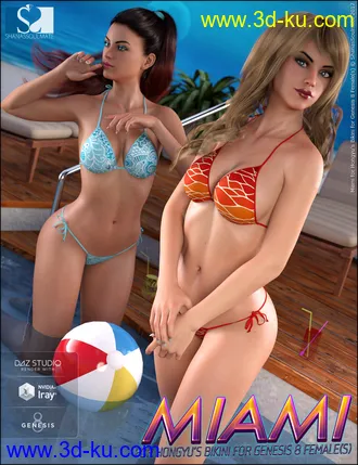 3D打印模型Hongyu's Bikini for Genesis 8 Female(s) - Miami Textures的图片