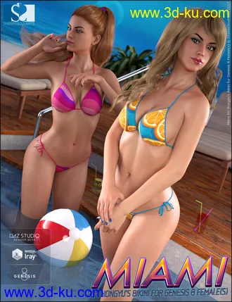 3D打印模型Hongyu's Bikini for Genesis 8 Female(s) - Miami Textures的图片