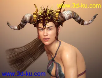 3D打印模型Horned Fantasy Headdress for Genesis 3 and 8的图片
