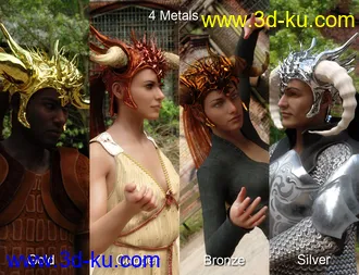 3D打印模型Horned Fantasy Headdress for Genesis 3 and 8的图片