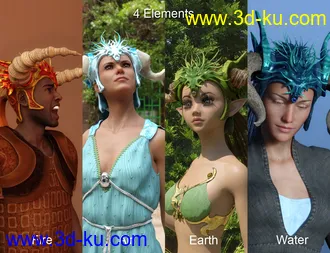 3D打印模型Horned Fantasy Headdress for Genesis 3 and 8的图片