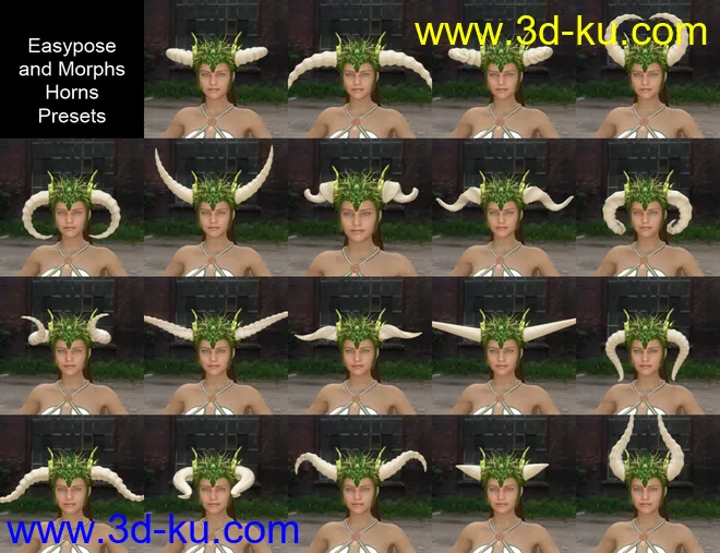 Horned Fantasy Headdress for Genesis 3 and 8模型的图片6