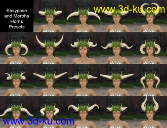 3D打印模型Horned Fantasy Headdress for Genesis 3 and 8的图片