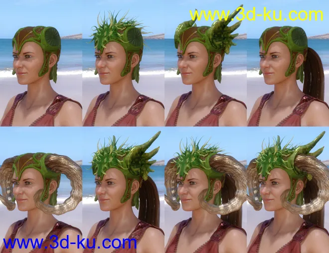 Horned Fantasy Headdress for Genesis 3 and 8模型的图片7