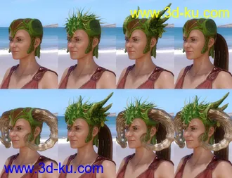 3D打印模型Horned Fantasy Headdress for Genesis 3 and 8的图片
