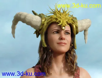 3D打印模型Horned Fantasy Headdress for Genesis 3 and 8的图片