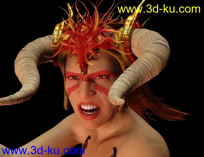 Horned Fantasy Headdress for Genesis 3 and 8模型的图片9