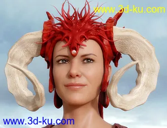 3D打印模型Horned Fantasy Headdress for Genesis 3 and 8的图片