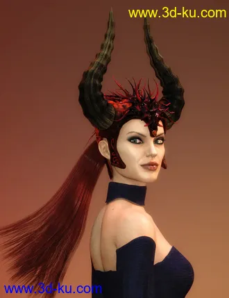 3D打印模型Horned Fantasy Headdress for Genesis 3 and 8的图片