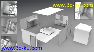 3D打印模型Hotel Bunk Bed Room的图片