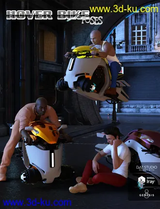 3D打印模型Hoverbike Poses for Genesis 8 Male(s)的图片
