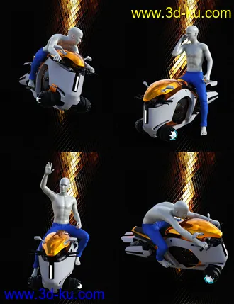 3D打印模型Hoverbike Poses for Genesis 8 Male(s)的图片