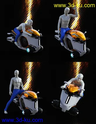 3D打印模型Hoverbike Poses for Genesis 8 Male(s)的图片