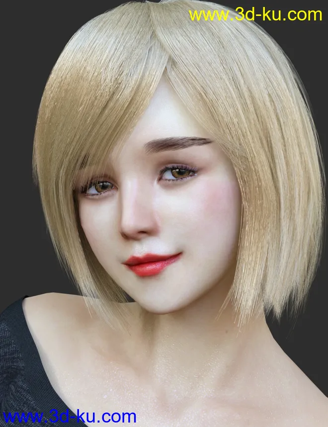 HS Keicy Short Hair with dForce for Genesis 8 Female(s)模型的图片1