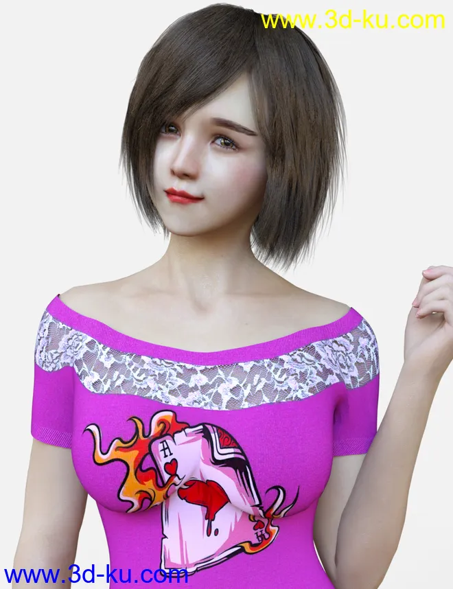 HS Keicy Short Hair with dForce for Genesis 8 Female(s)模型的图片2