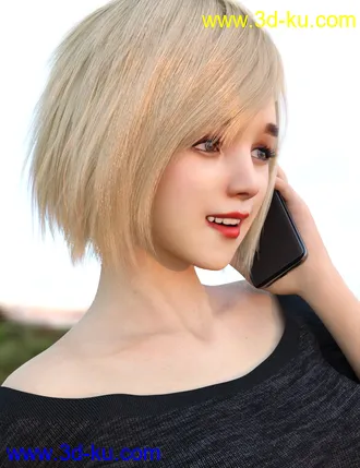 3D打印模型HS Keicy Short Hair with dForce for Genesis 8 Female(s)的图片
