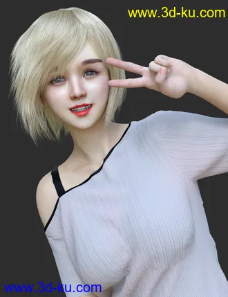 3D打印模型HS Keicy Short Hair with dForce for Genesis 8 Female(s)的图片