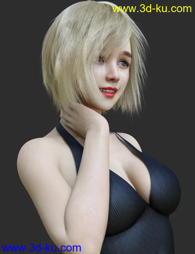 HS Keicy Short Hair with dForce for Genesis 8 Female(s)模型的图片8