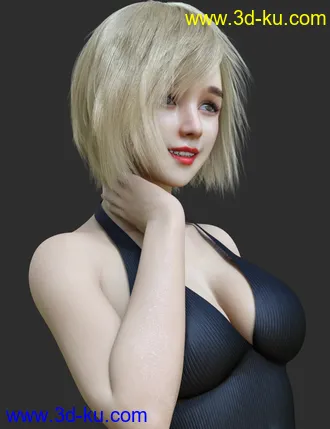 3D打印模型HS Keicy Short Hair with dForce for Genesis 8 Female(s)的图片
