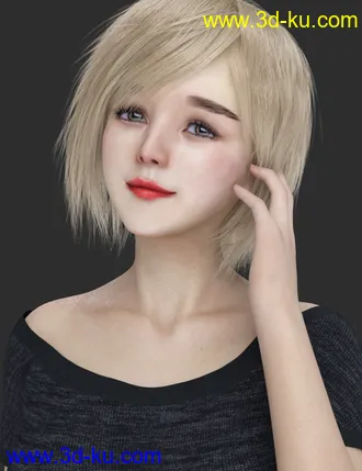 3D打印模型HS Keicy Short Hair with dForce for Genesis 8 Female(s)的图片