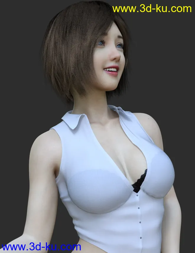 HS Keicy Short Hair with dForce for Genesis 8 Female(s)模型的图片11