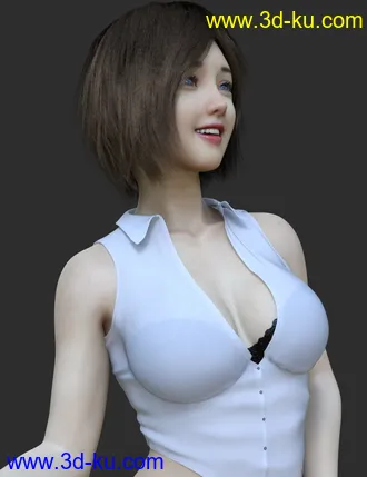 3D打印模型HS Keicy Short Hair with dForce for Genesis 8 Female(s)的图片