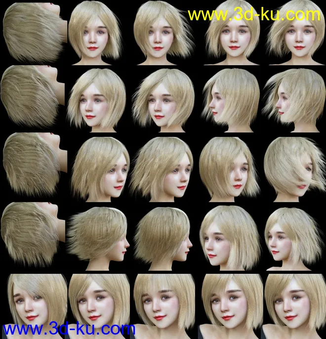 HS Keicy Short Hair with dForce for Genesis 8 Female(s)模型的图片13