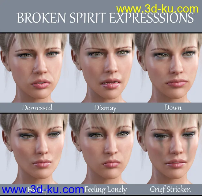 iG Broken Spirit Expressions for Genesis 8 Female模型的图片5