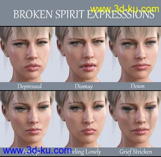 3D打印模型iG Broken Spirit Expressions for Genesis 8 Female的图片